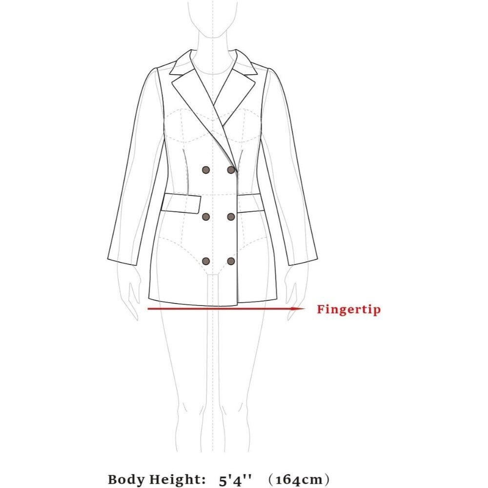 Women's Beige Peter Pan Collar Double Breasted Winter Long Trench Pea Coat - Picture 8 of 8